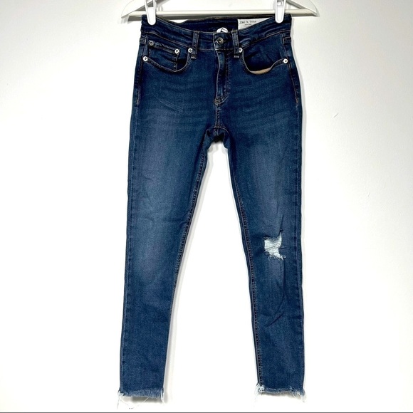 Rag and bone cate  mid-rise ankle skinny raw hem jeans size 24 - Picture 2 of 12